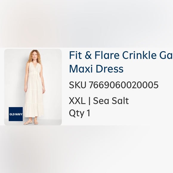Old Navy Fit & Flare Crinkle Gauze Maxi Dress - Cream - Picture 4 of 4